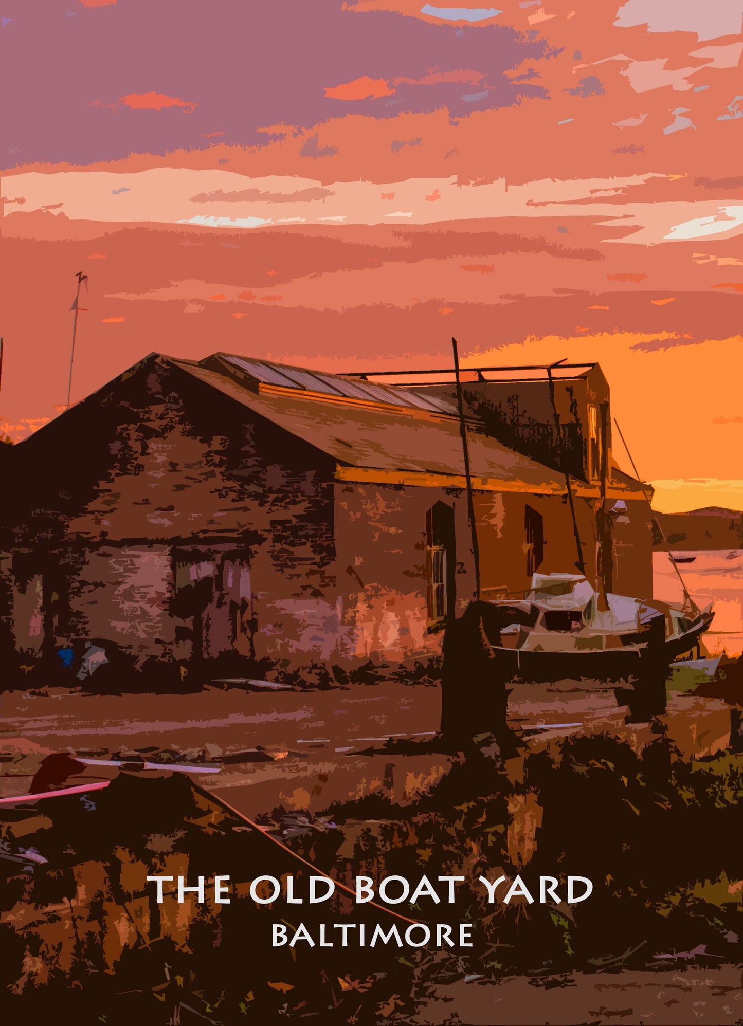 The Old Boathouse Baltimore | West Cork Print| Sunset in Baltimore |