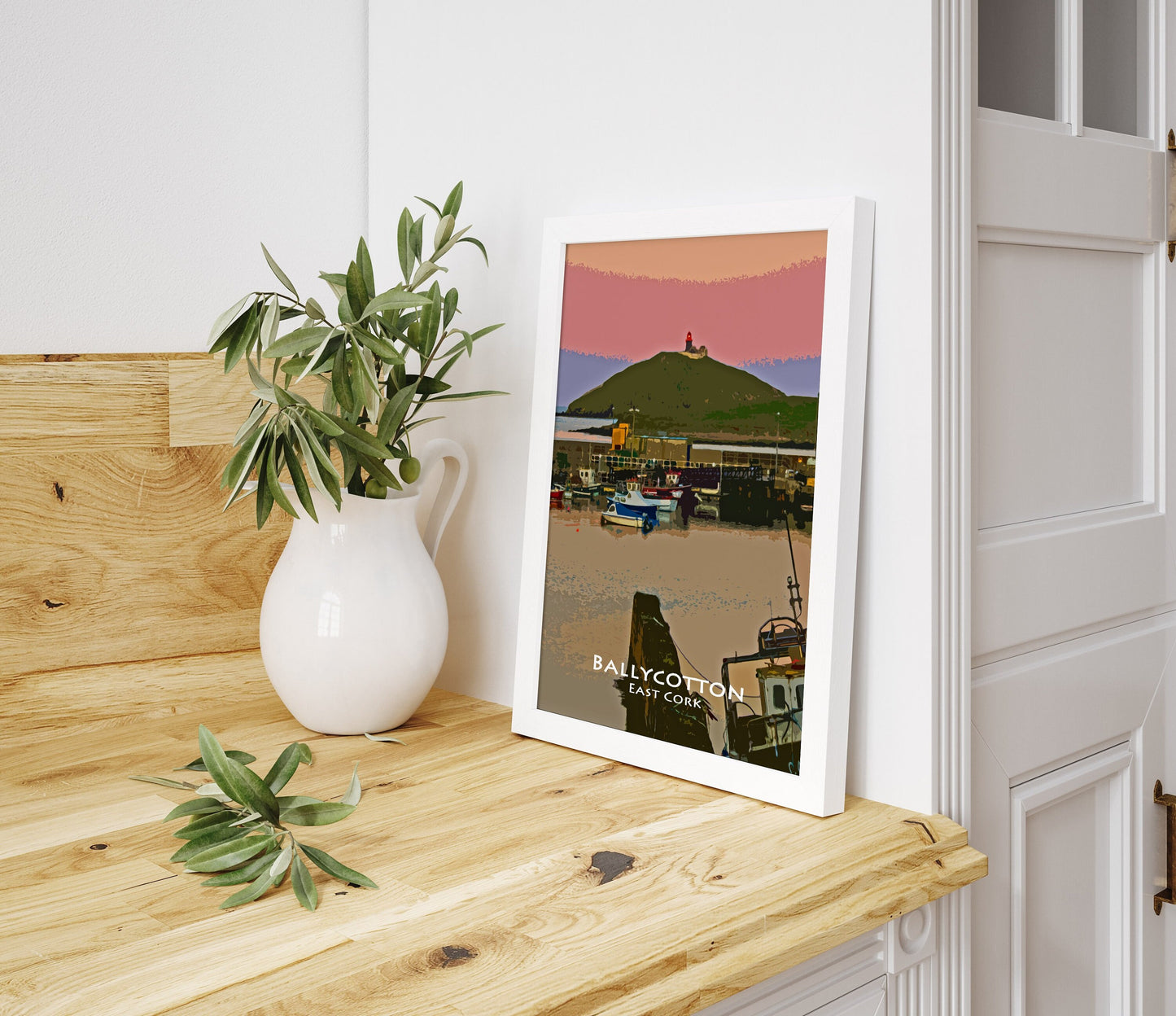 Ballycotton Harbour with lighthouse | East Cork | Colourful Poster Print