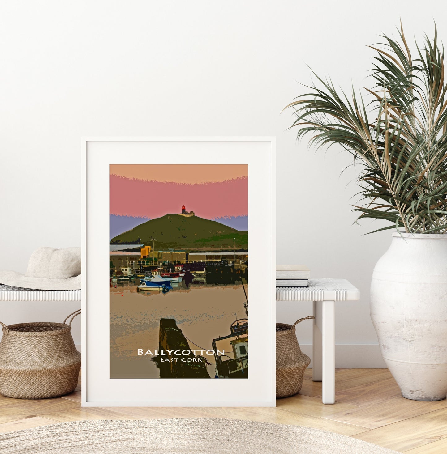 Ballycotton Harbour with lighthouse | East Cork | Colourful Poster Print